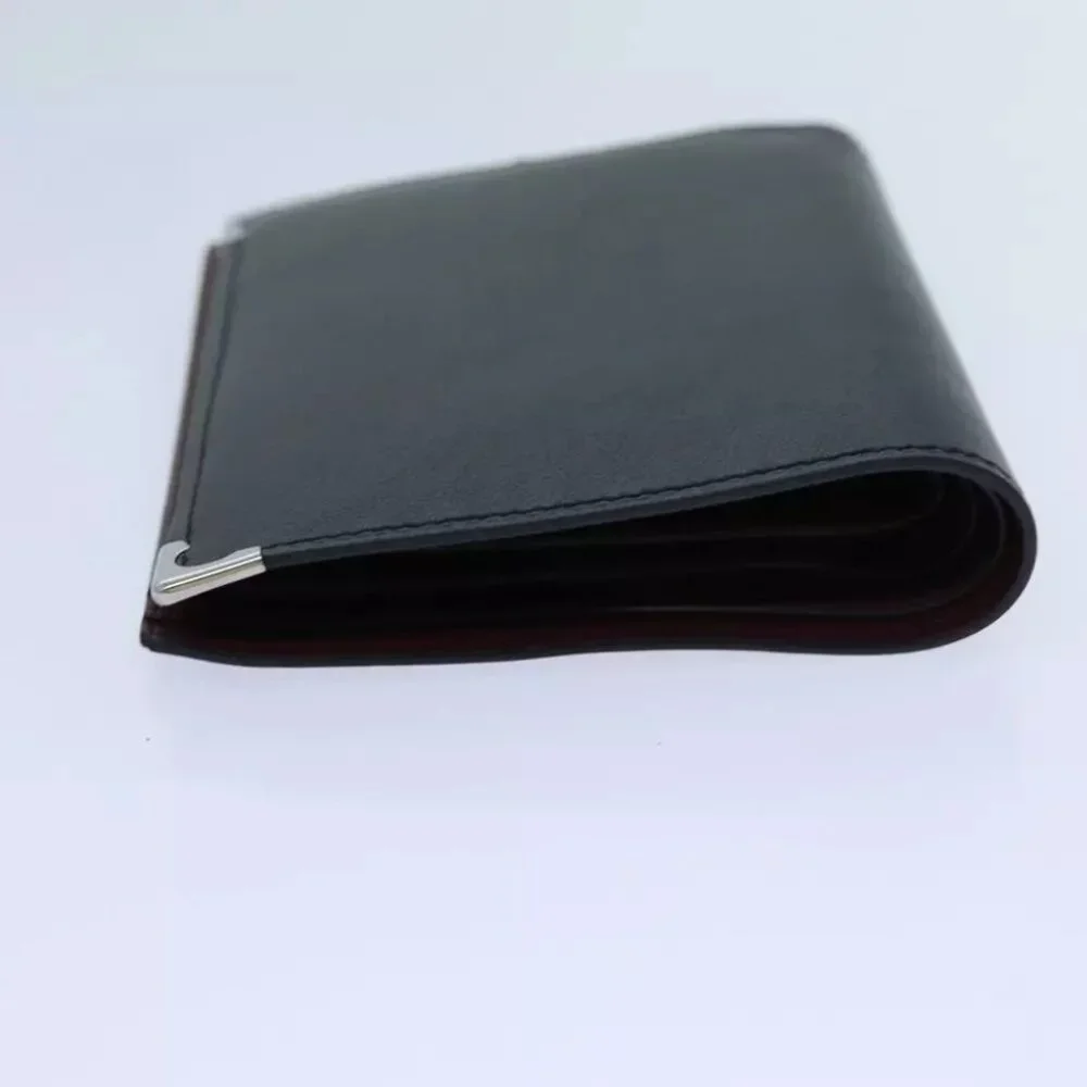 CARTIER Card Case Leather Black Auth